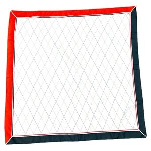 VINTAGE | Italian Navy Blue, white & red 26" Square Scarf clean simple modern